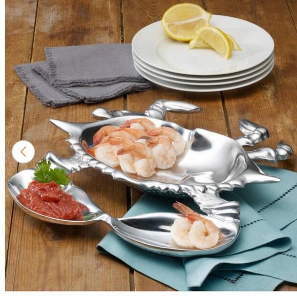 Wilton Armetale Sea Life Coastal Crab Chip/Dip Crab/ Shrimp  Metal Serving Tray - Picture 2 of 15